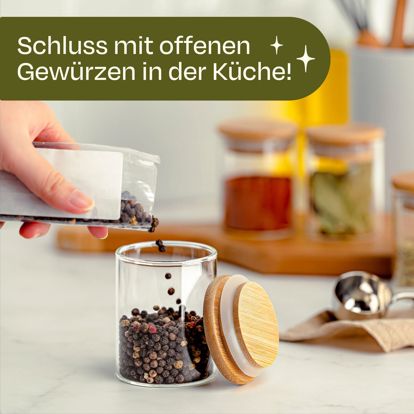 Praknu Spice Jars 120ml - 10 Piece Spice Jar Organizer with Spice Labels - Airtight - Dishwasher Safe - Kitchen Organization - for Spices, Herbs & Tea