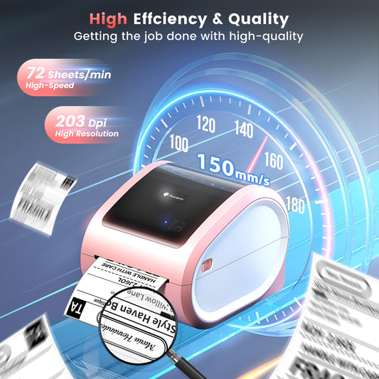 Phomemo D520BT Bluetooth thermal printer - DHL label printer for 4X6 labels, barcode shipping labels compatible with Ebay,Amazon,Etsy,Shopify, UPS,FedEx etc, Pink.