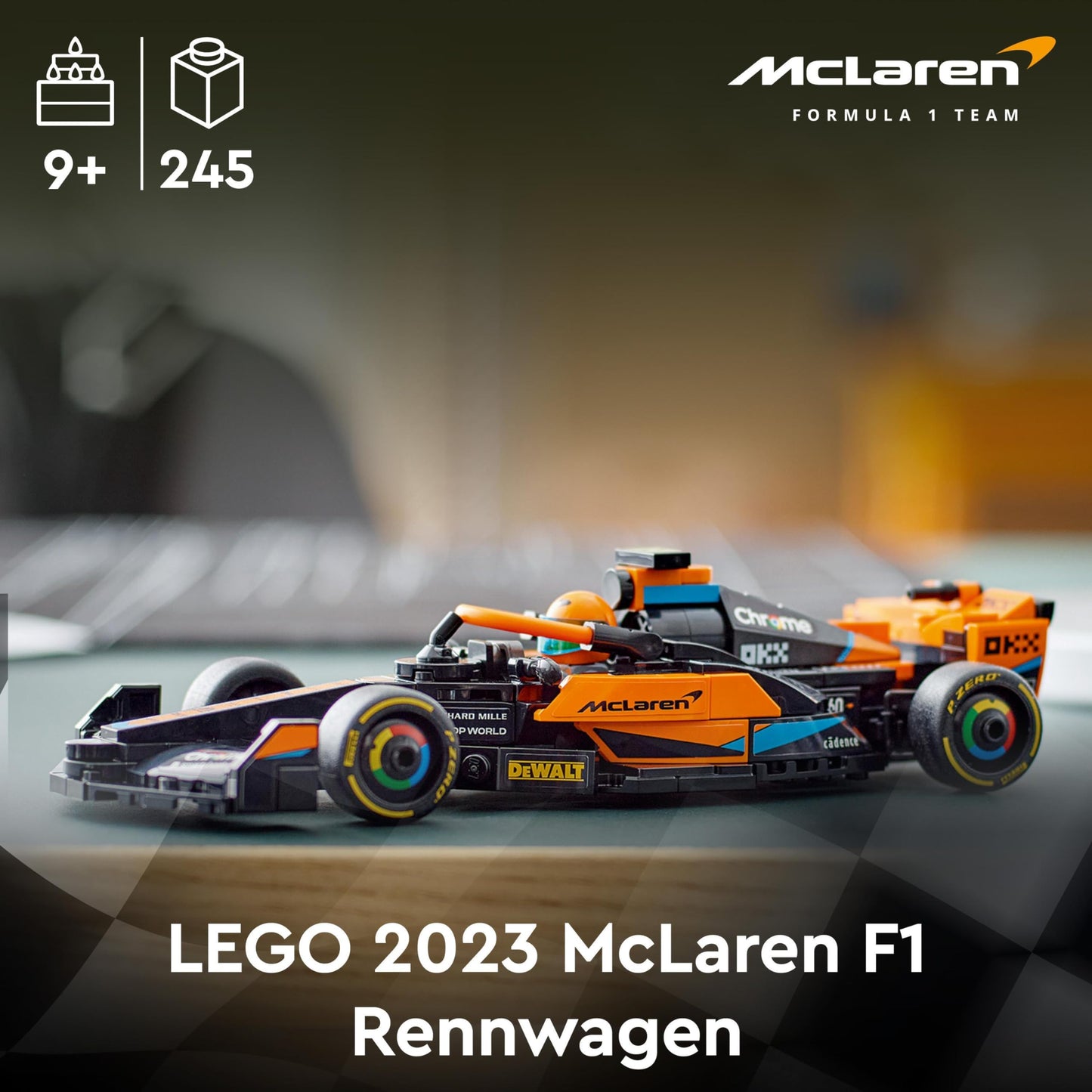 LEGO Speed Champions McLaren Formula 1 Race Car 2023, toy for kids aged 9 and up, boys and girls who enjoy playing independently, buildable vehicle model, bedroom decoration 76919