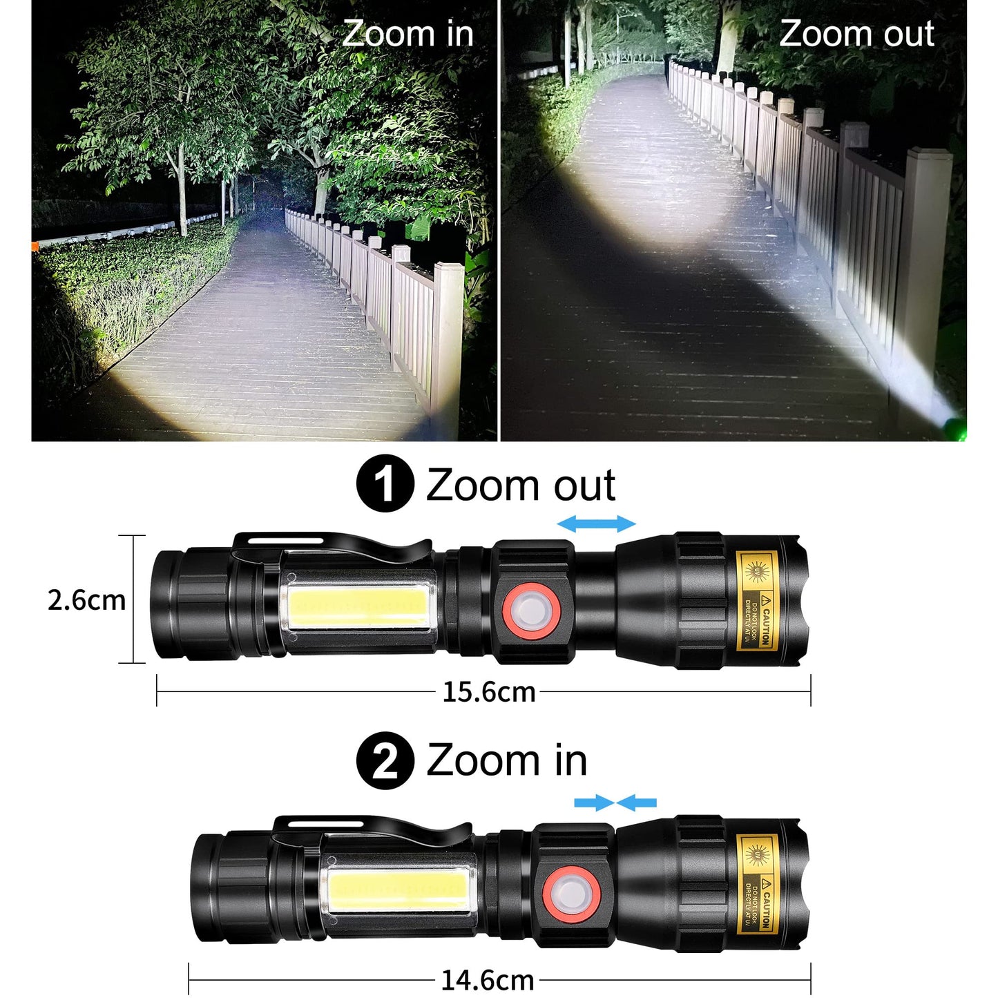 DARKBEAM A200 UV 365nm flashlights USB magnetic rechargeable LED flashlight 3 in 1 blacklight, ultraviolet wood lamp UV light 365 nm, detector for animal urine/amber/fluorescence, 2 pieces