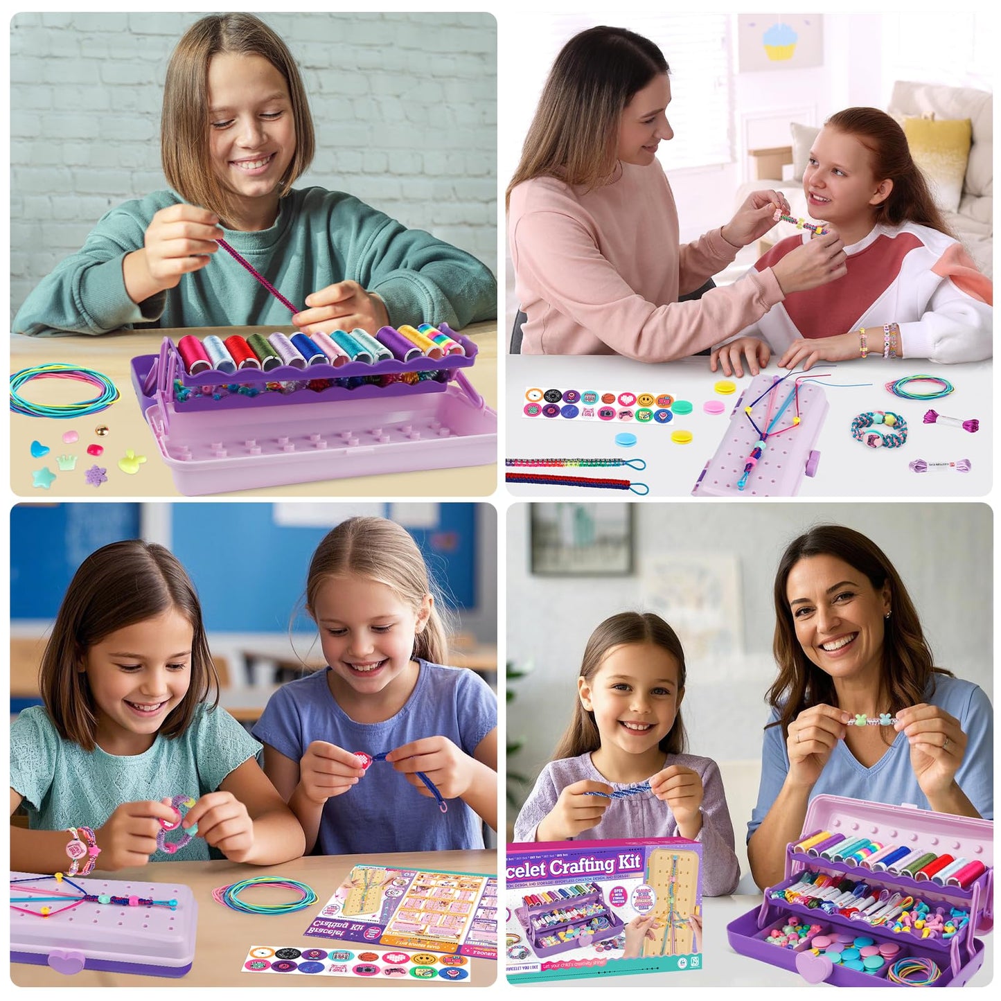 Friendship bracelet making kit for girls, arts and crafts for kids, DIY string bracelet maker craft, girls' toy, Easter gifts, birthday gifts for children ages (Purple US)