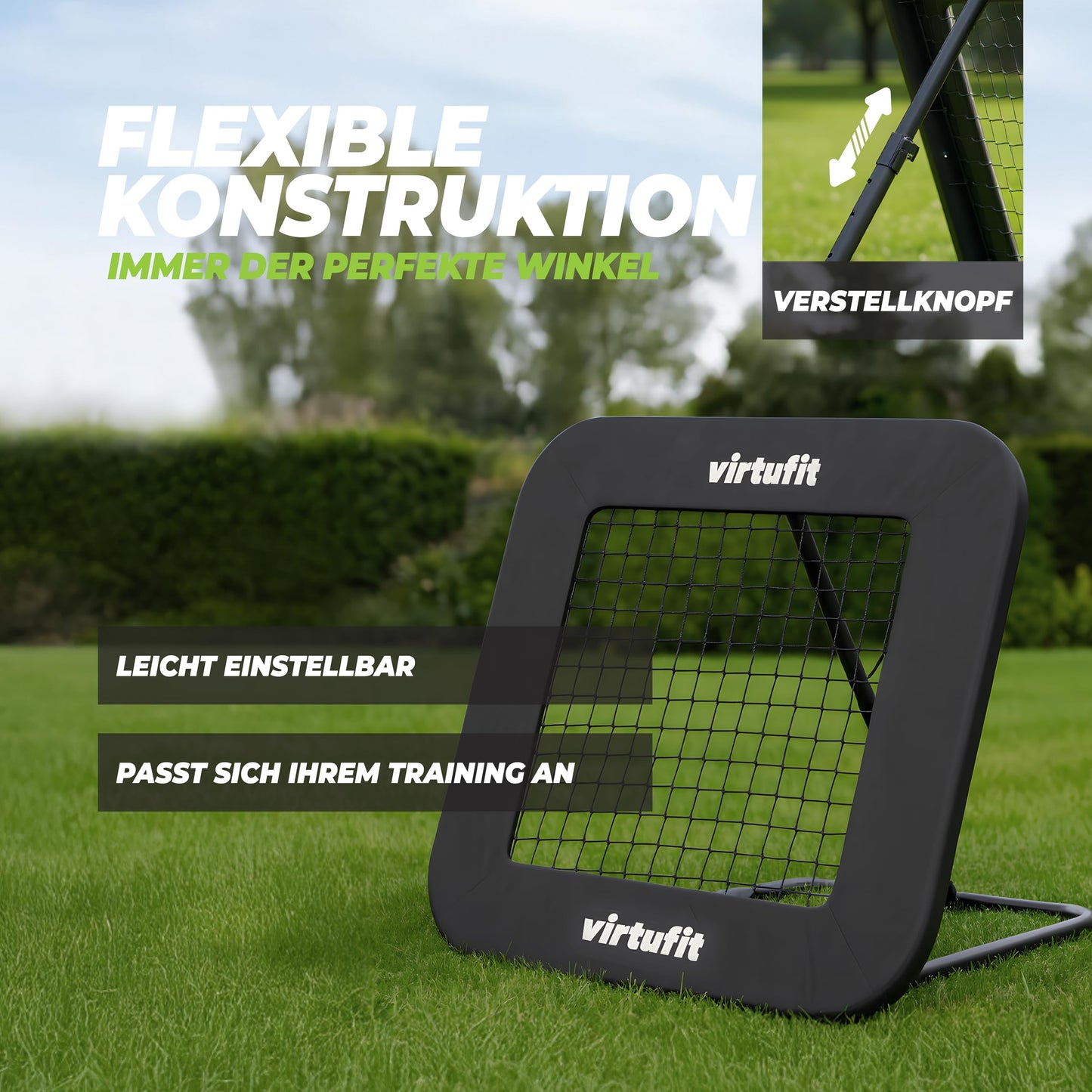 VirtuFit Adjustable Football Rebounder Pro - Kickback - 84 x 84 cm