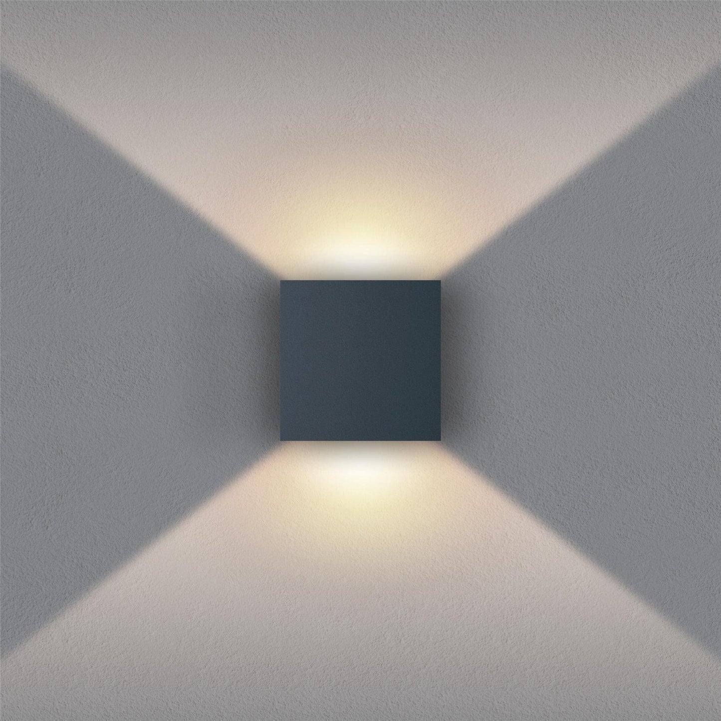 Metzler LED wall light in anthracite with up-down light IP 65 warm white, 9 W, 3000 K, rectangular outdoor lamp with adjustable light beam, suitable for indoor and outdoor use.
