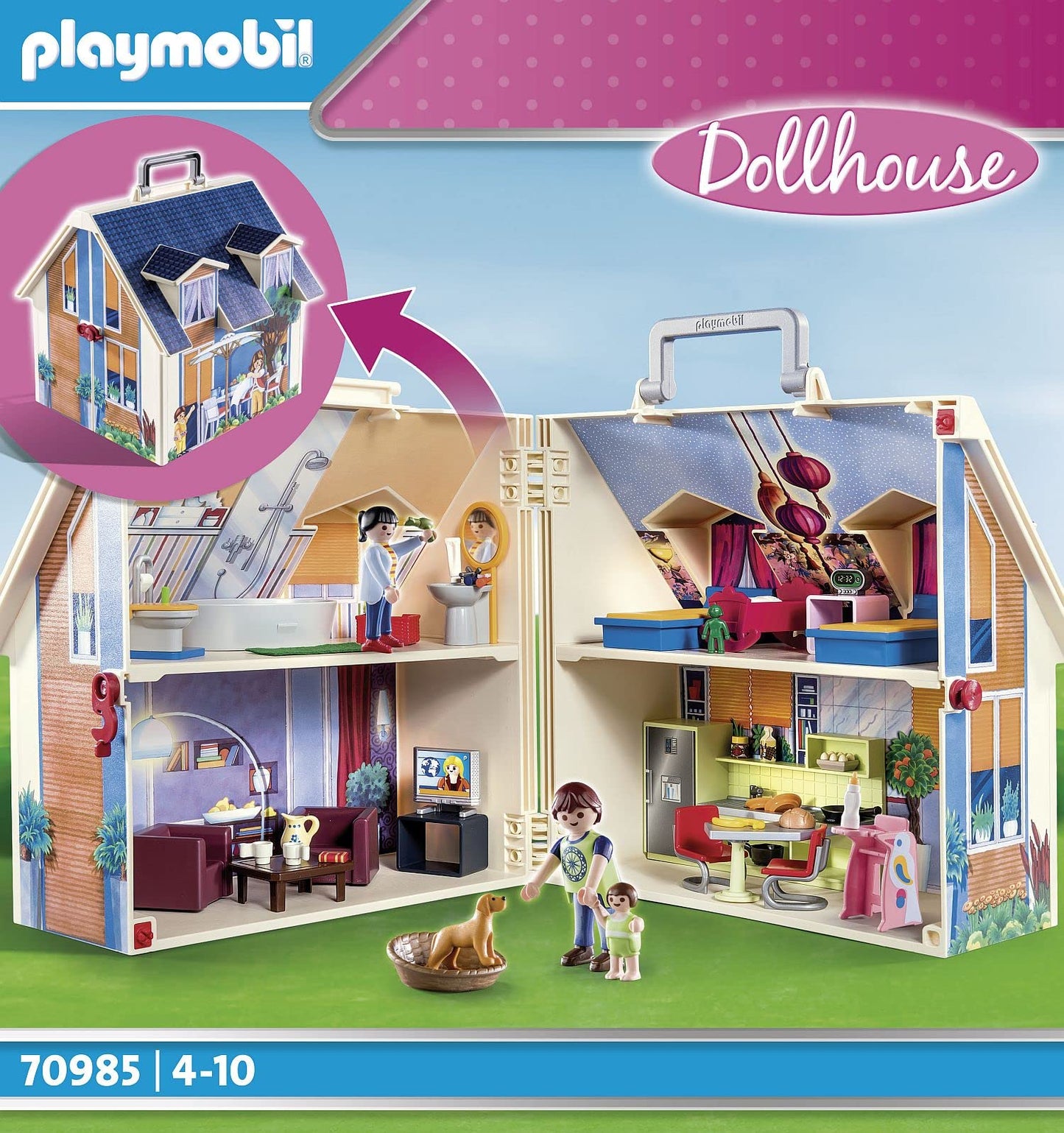 PLAYMOBIL | Dollhouse | Toy for children from 4 years | Take-along dollhouse with handle | 70985