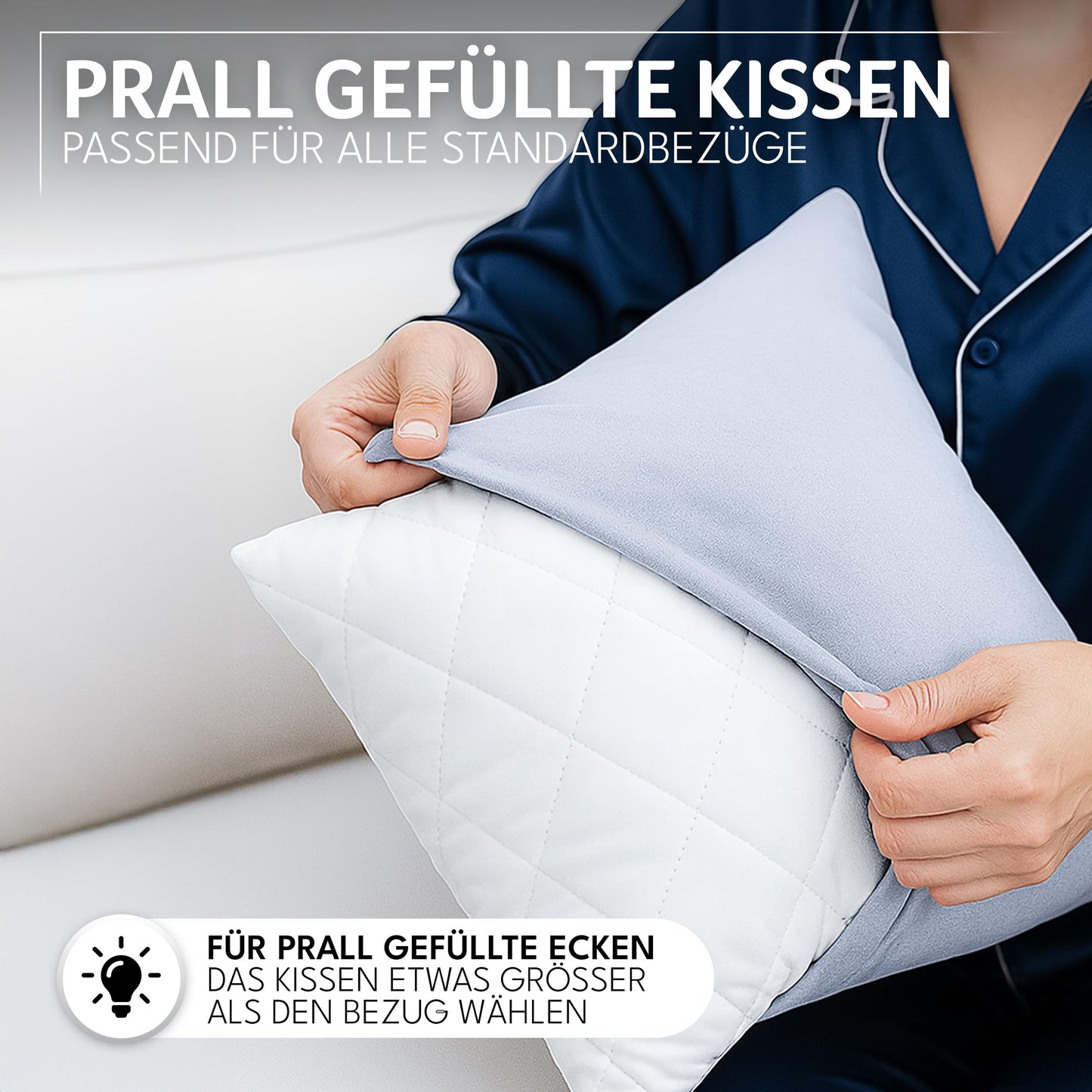 Gentle North Pillow (50x75 cm) - Set of 2 Pillows for Bed and Decorative Use - With Zipper for Filling - Throw Pillows - Couch and Sofa Accent Pillows - Ecolabel Certified - Washable up to 60° - White