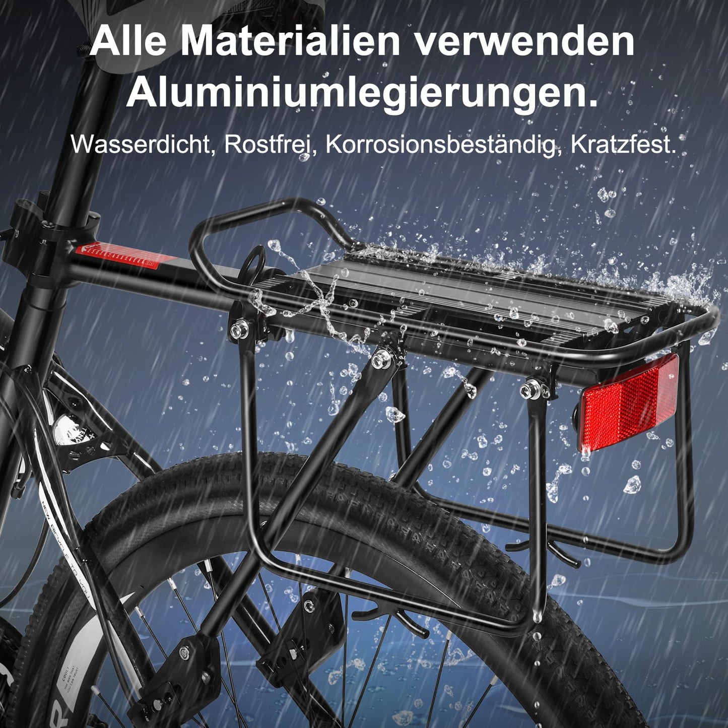 Toptrek bike rack for 24-29 inch bike | Universal aluminum alloy rack, carries at least 50 KG | Rear bike rack for MTB, road bike, ebike, gravel bike