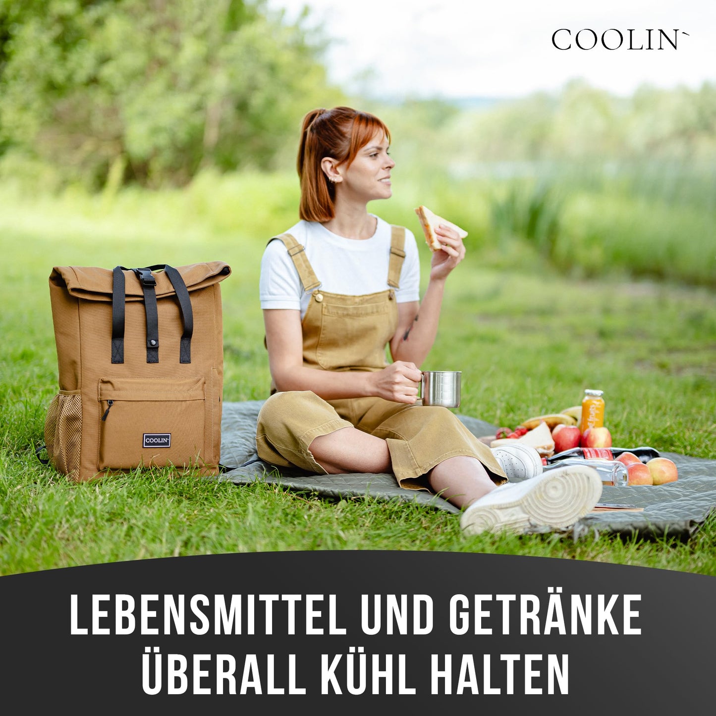 Coolin' Cooler Backpack 30L | Backpack with insulated compartment for beer, picnic, drinks & more | Cooler bag as a backpack - practical & easy | Thermo backpack for beach or hikes (Brown)