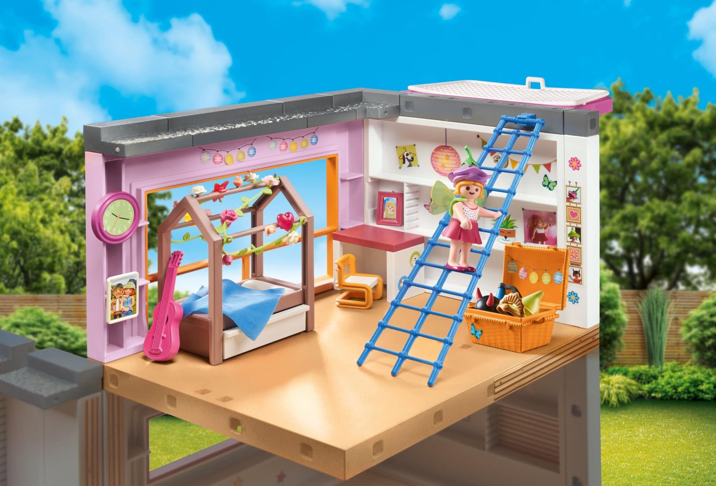 PLAYMOBIL MyLife 71610 Kids' Room, includes a girl figure and a sticker sheet, made from over 80% recycled and bio-based materials, diverse toys for children aged 4 and up.