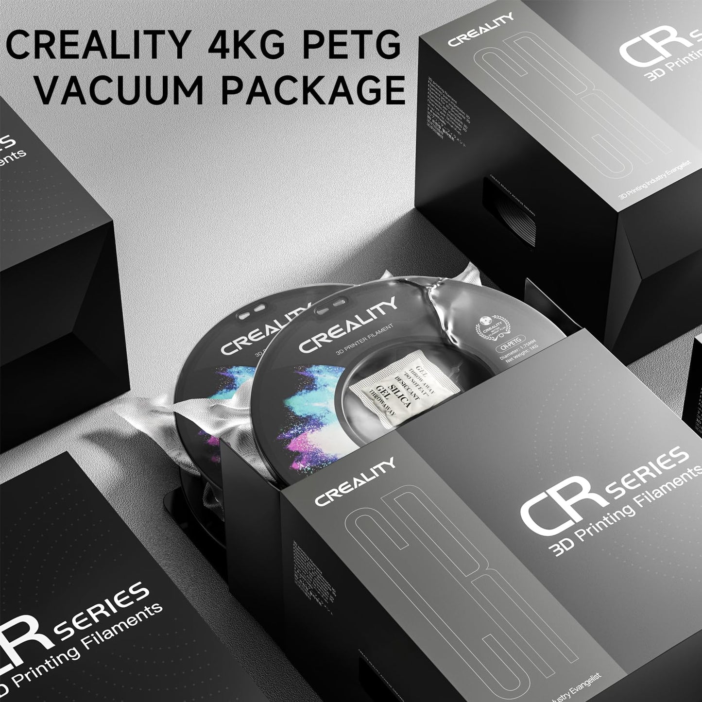 Creality PETG Filament 1.75mm, High Precision, Strong Toughness, Odorless, Better Flow, 2kg 3D Printer Filament, 1.75mm Accuracy +/- 0.03mm, PETG White 4 Pack.