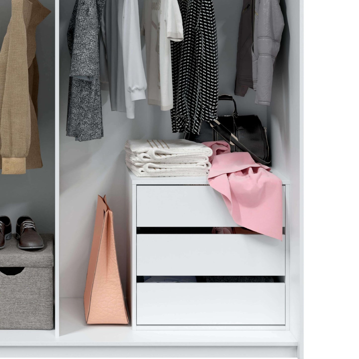 Habitdesign chest of drawers with THREE drawers in matte white, dimensions: 60 cm (width) x 57 cm (height) x 44 cm (depth).