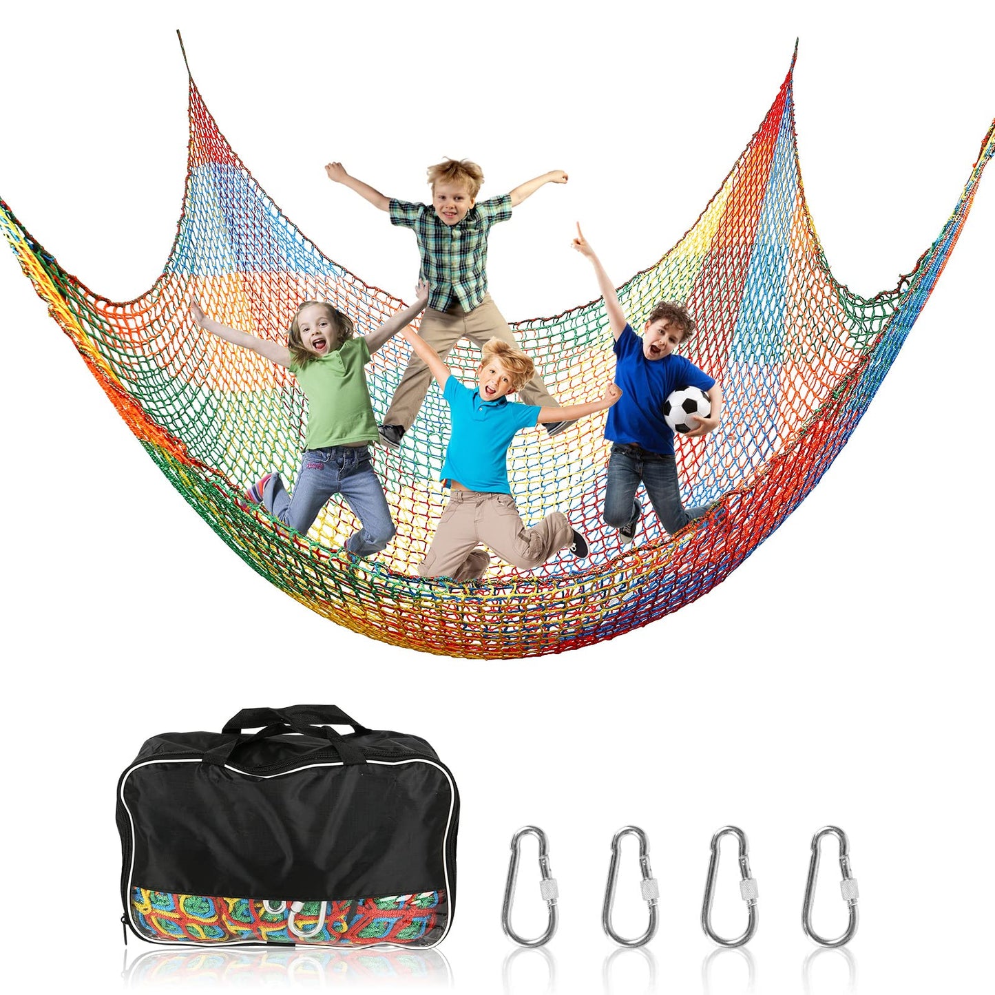 MENAYODA Climbing Net Playground, Heavy Duty Double Layer Safety Net Kids Climbing Frame Swing, Climbing Net Kids Fall Protection Net for Playground Outdoor Indoor Garden