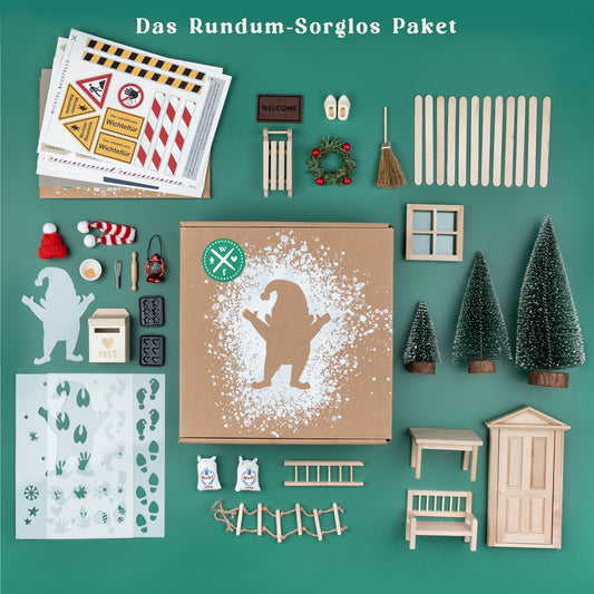 Wichtel Friend Elf Door Set incl. Baking Set - Enchanting Elf Door Complete Set, Miniature Elf Accessories, Christmas Decoration, Kids Room Decoration for Christmas, DIY Gift for Children