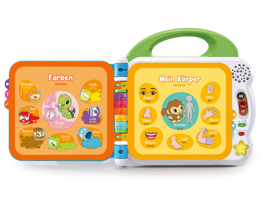 VTech Baby My 100 Words Book - Interactive picture book for learning first words with 12 bilingual pages in German-English - For children aged 2-5 years.