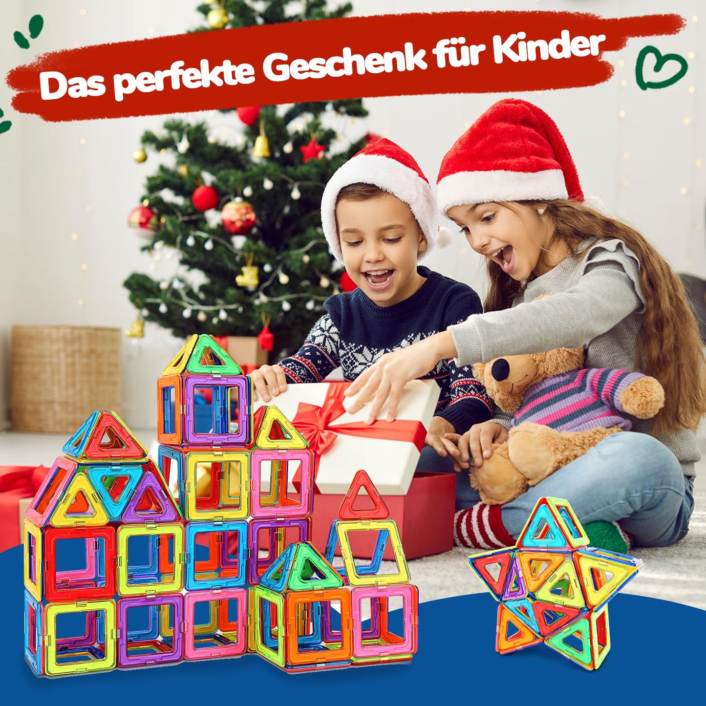 Magnetic building blocks, magnetic toys for kids, magnetic building blocks educational toy birthday preschool kids toddlers boys girls 3 years and up (48pcs Magnetic Tiles)