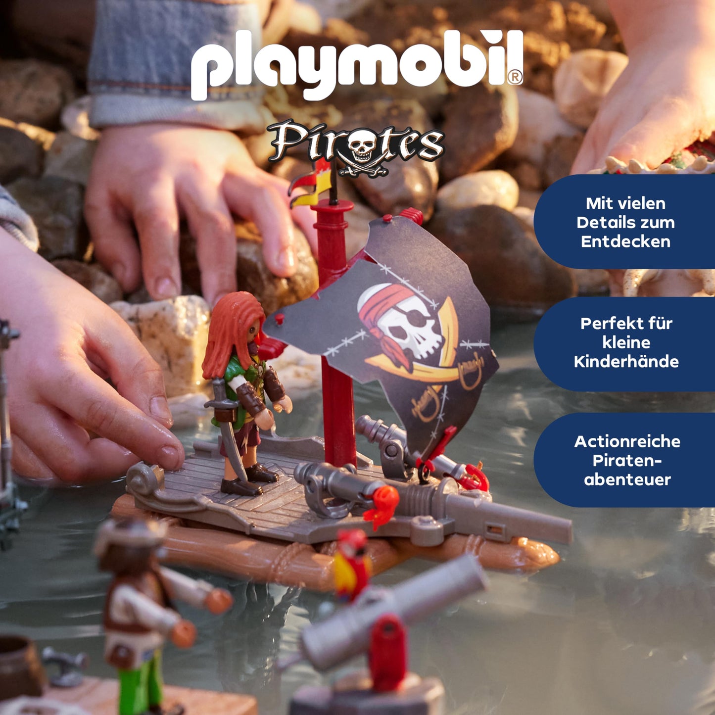 PLAYMOBIL | Pirates | Treasure Hunt on Pirate Raft | Pirate toy | Pirate figure | Toy for kids aged 4 and up | 71794