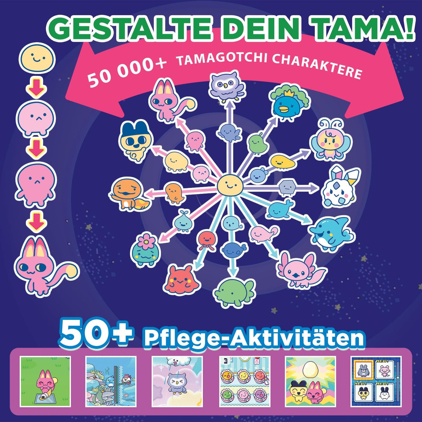 Bandai - Tamagotchi Heaven Earth - Virtual pet to care for - Tamagotchi interactive toy in German, Zoom - Earth model in pink and green - Toy for kids ages 6 and up - 43421