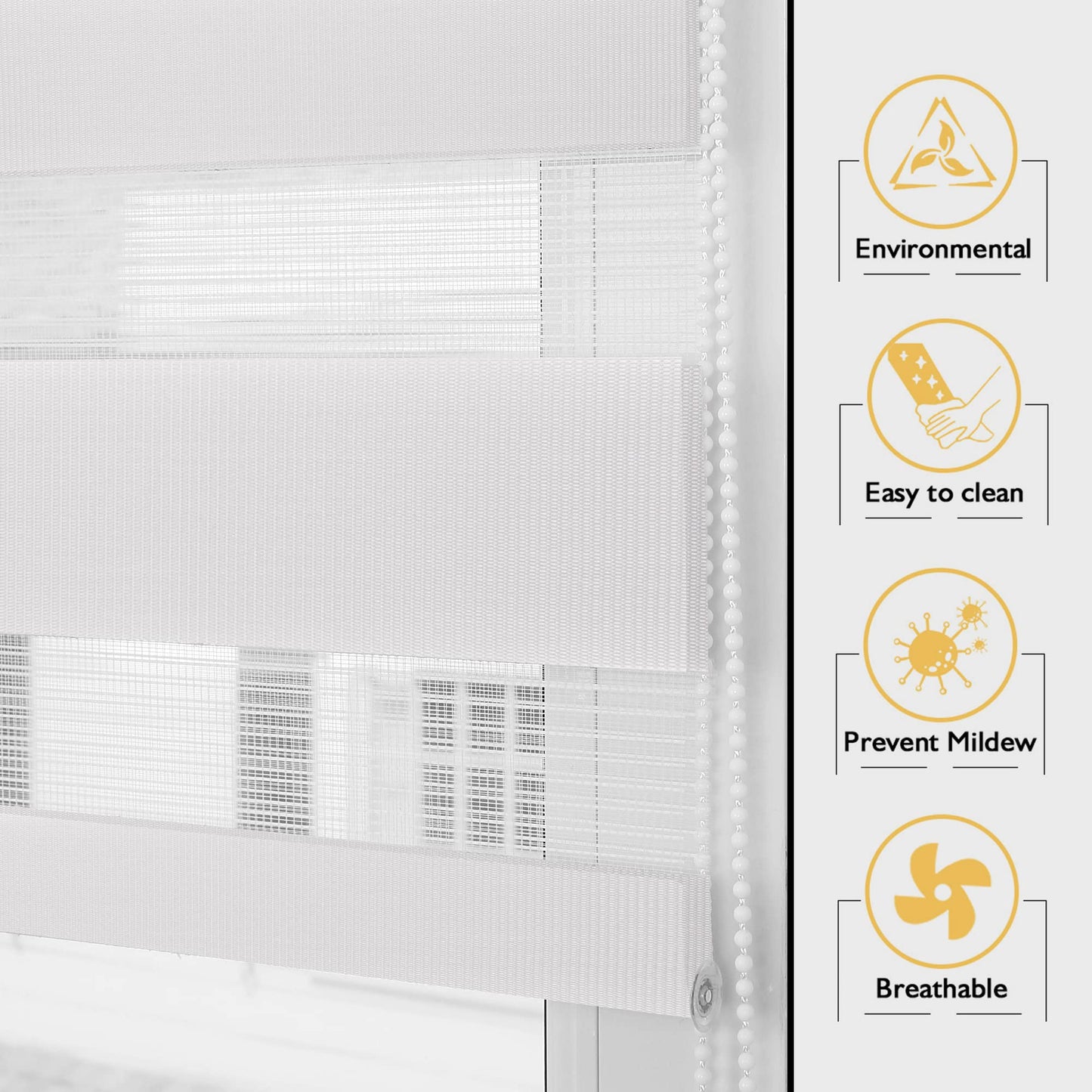 BelleMax Double Roller Blind Clamp Fix without drilling & with drilling, White 80x210cm (WxH), Duo Roller Blind, Sun protection light-permeable opaque, Clamp Roller Blind Window Blind, Roller Blinds for Window and Door