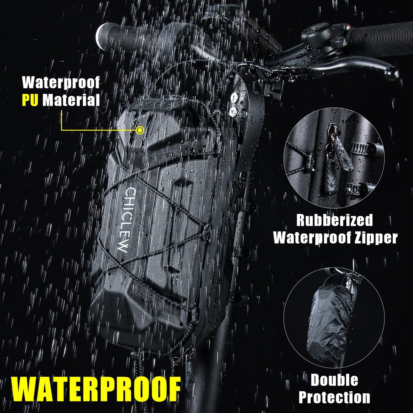 CHICLEW 3L Large Capacity Scooter Bag, Quick Release Waterproof E-Scooter Bag, Portable Bag E-Scooter with Multi-colored Drawstrings, Handlebar Bag Escooter for Xiaomi Mijia Segway Ninebot