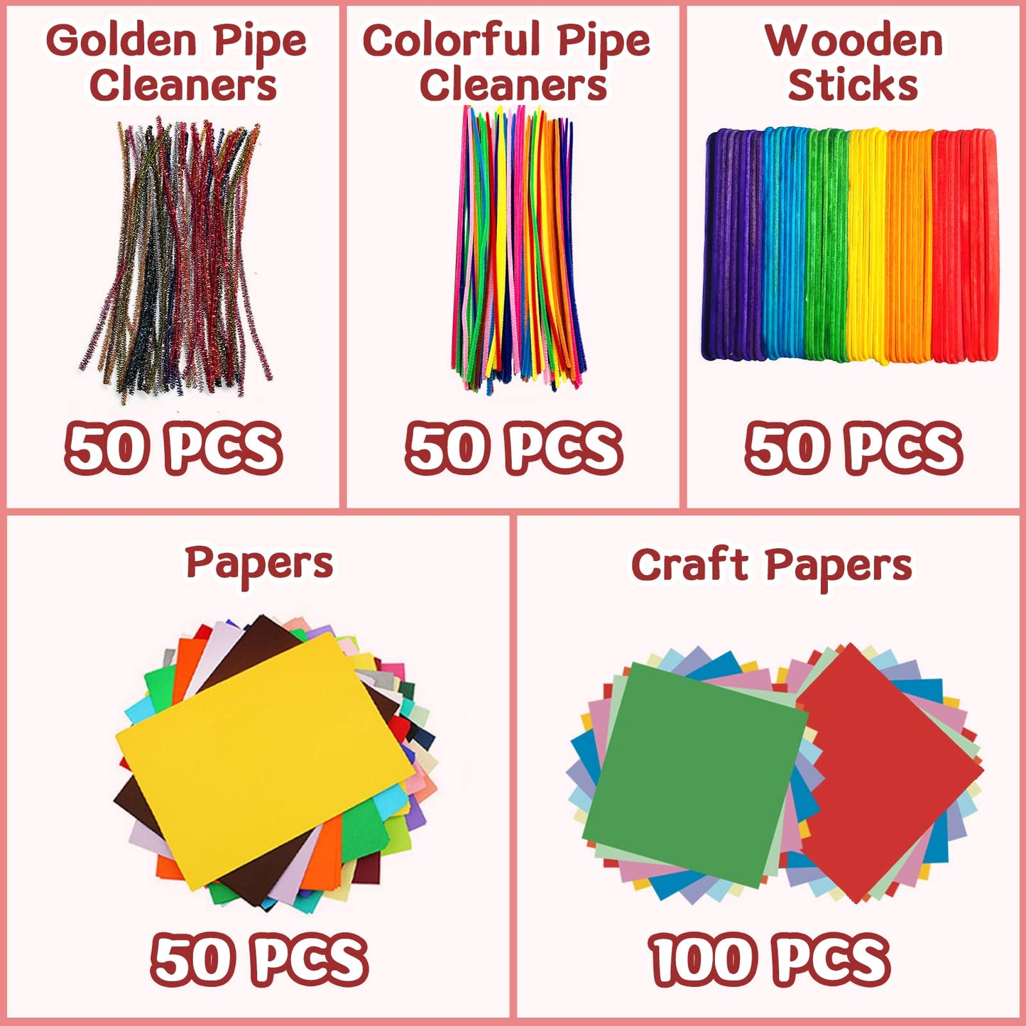 : Without Bastelset Children, 2200+ PCS DIY Crafting Craft Kit Craft Box, Craft Felt Craft Paper Crafting Supplies Craft Supplies Craft Kit Scrapbooking, Pipe Cleaners, Pom poms, Beads