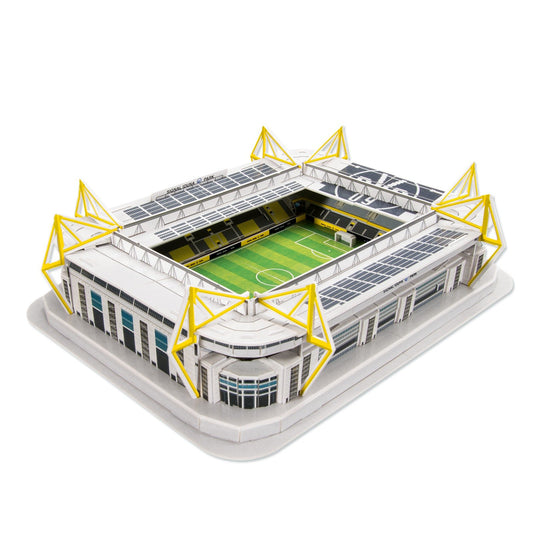 Borussia Dortmund BVB-3D stadium puzzle, multicolored & BVB towel with logo in striped pattern (50x100cm)
