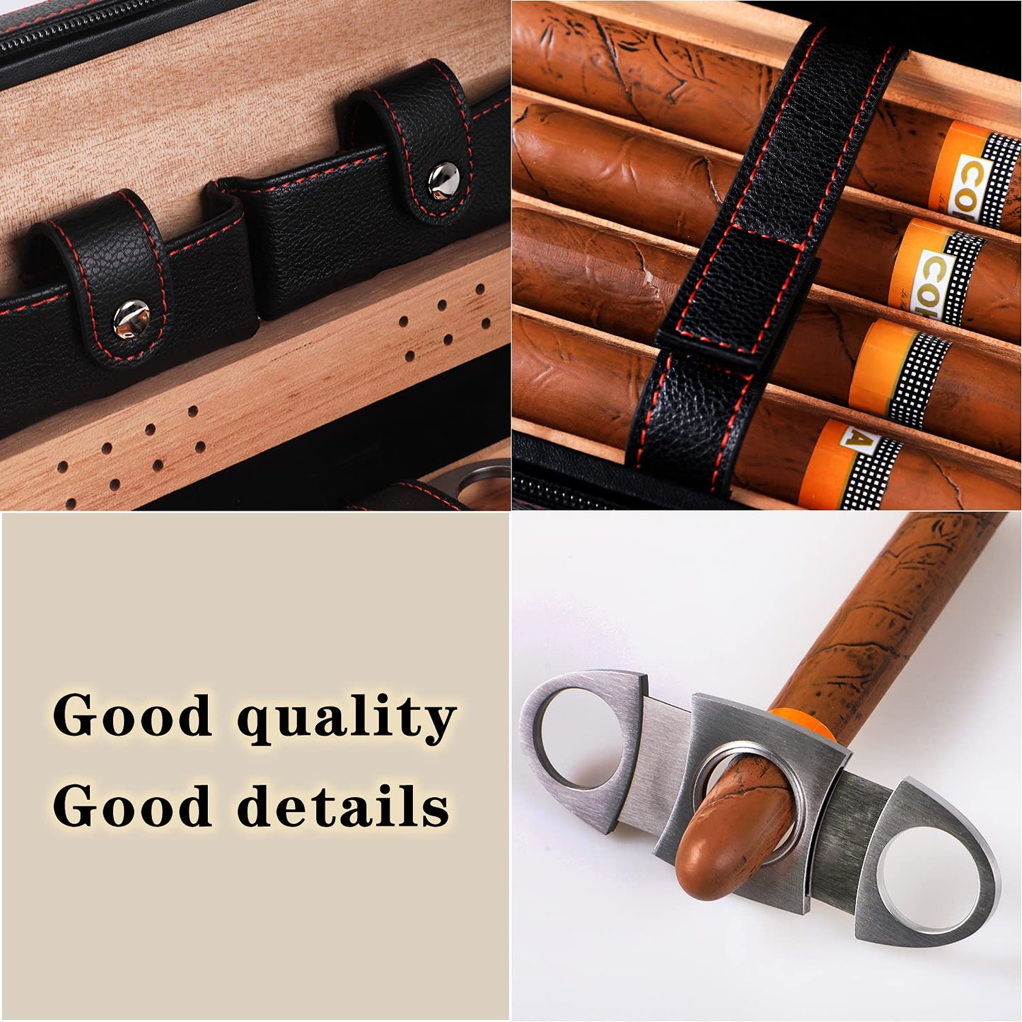 M TIME C CLUB 4-Finger Travel Cigar Case, Cigar Humidor with Cigar Cutter and Humidifier, Gift for Groomsmen, Birthday Gift, Father's Day Gift