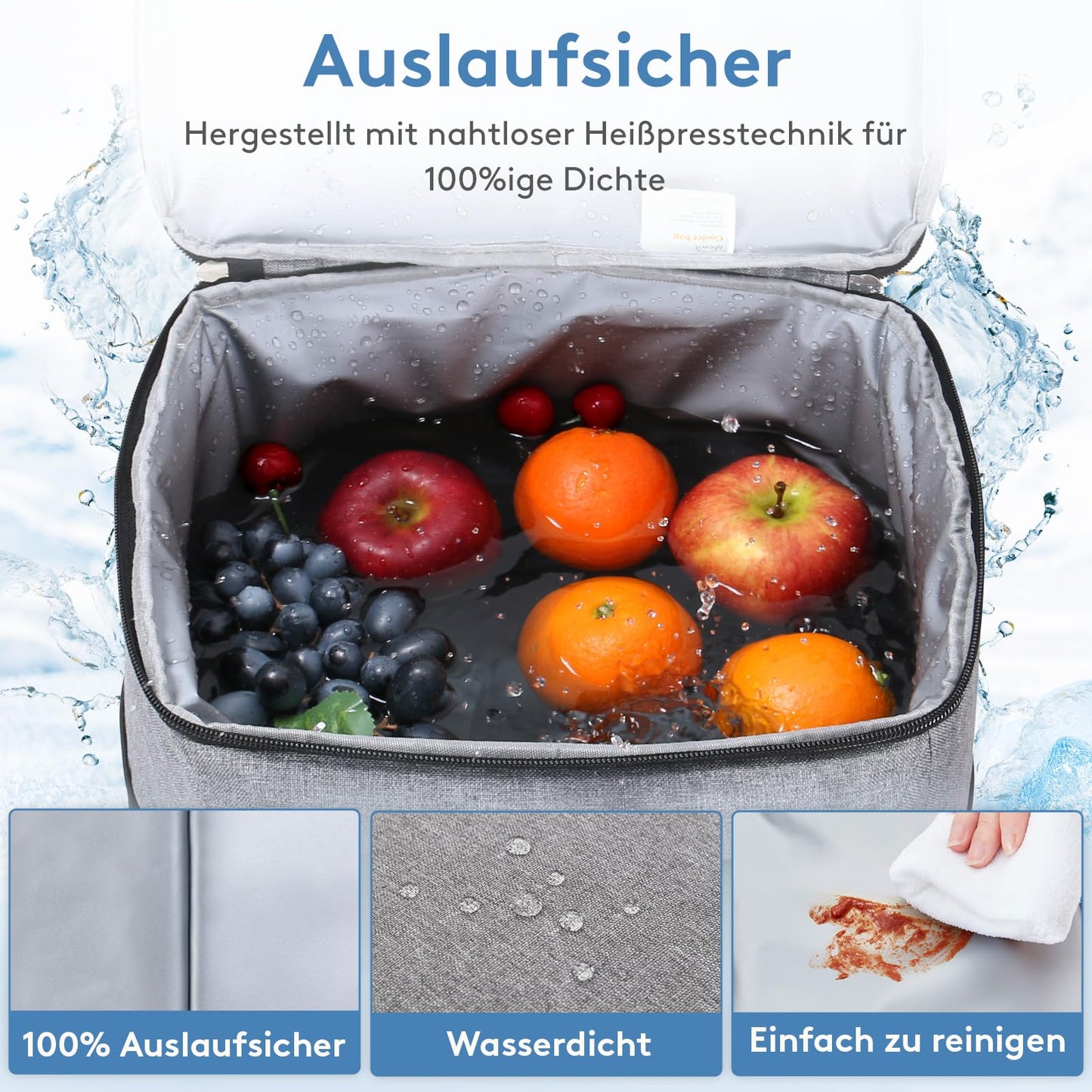 Lifewit 33L Cooler Bag Picnic Bag Lunch Bag Lunch Bag Thermal Bag Insulated Bag for Food Transport, Gray