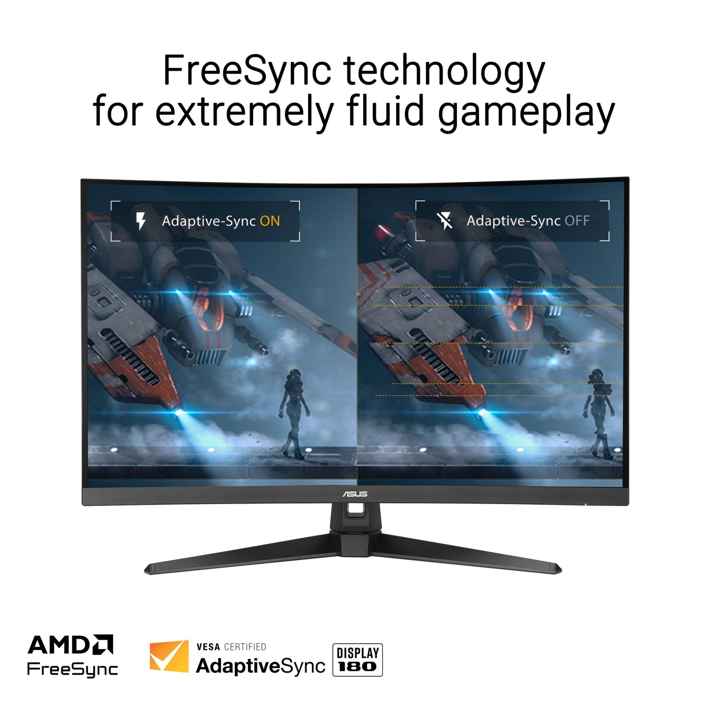 ASUS TUF Gaming VG32WQ3B - 32-inch WQHD Curved Monitor - 180 Hz, 1ms GtG, FreeSync, AdaptiveSync, HDR 10 - Fast-VA Panel, 16:9, 2560x1440, DisplayPort, HDMI, Speaker