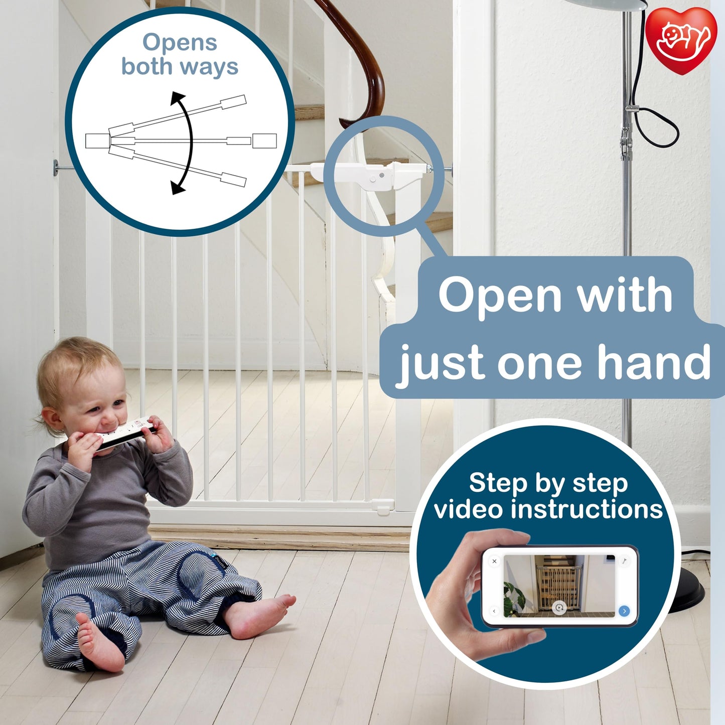 BabyDan Premier, extra wide pressure mounted stair gate, 112-119.3 cm, door gate/barrier/baby gate/safety gate, metal, white, Made in Denmark (dog gate)