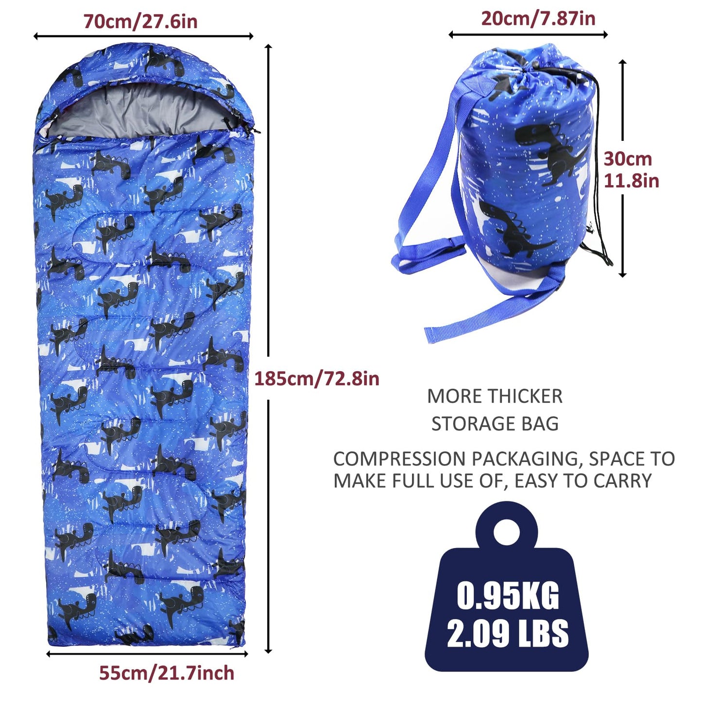 Tuphen Unisex Baby Kids Sleeping Bag, Blue-Teen