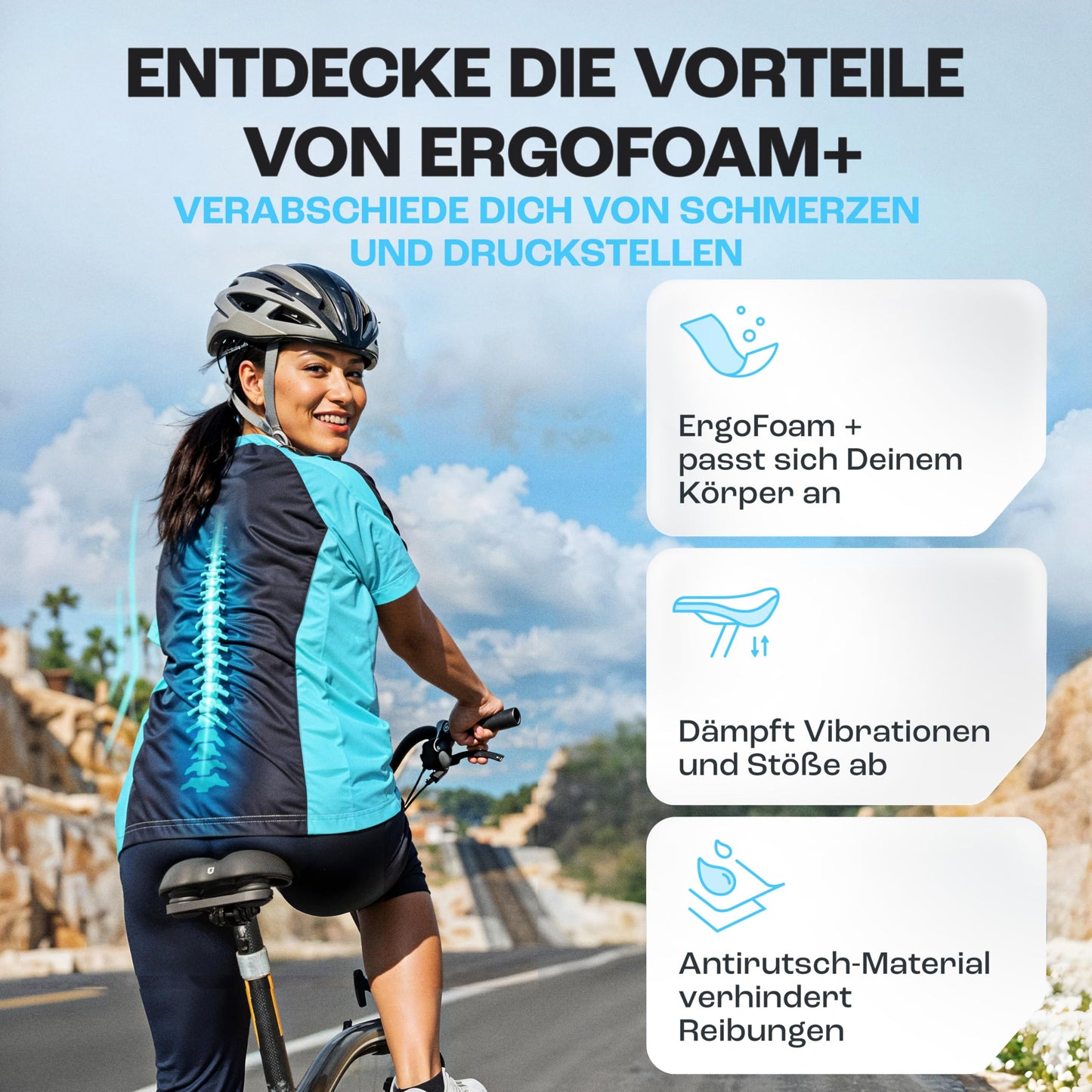 BYVITA bike saddle - with ErgoFoam+ for maximum riding comfort. Ergonomic bike saddle for men & women. Comfortable for both men and women (City).
