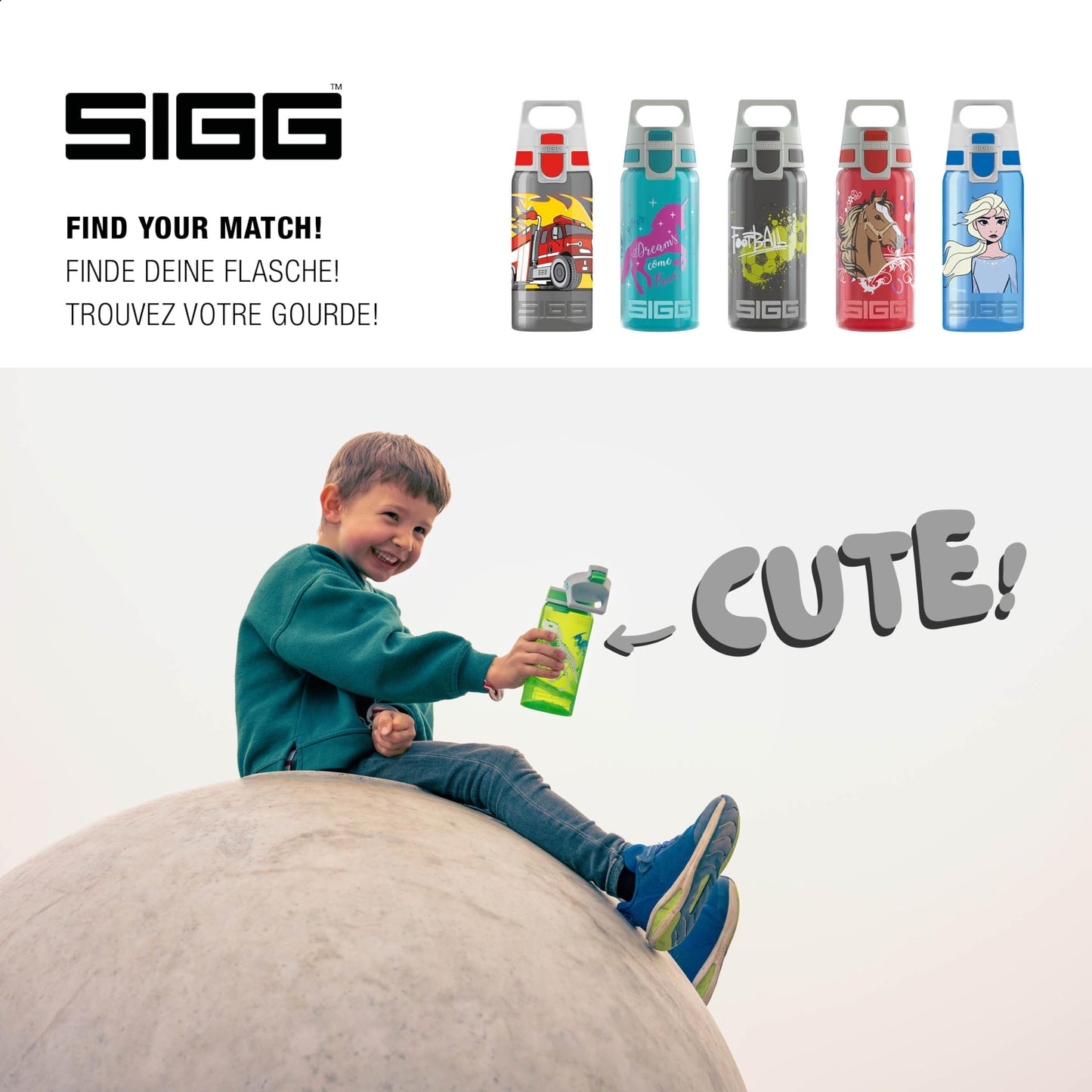 SIGG - Kids Water Bottle - Viva One Anthracite - Suitable for Carbonated Drinks - Leak-proof - Dishwasher Safe - BPA-free - Sports & School - Gray - 0.5L