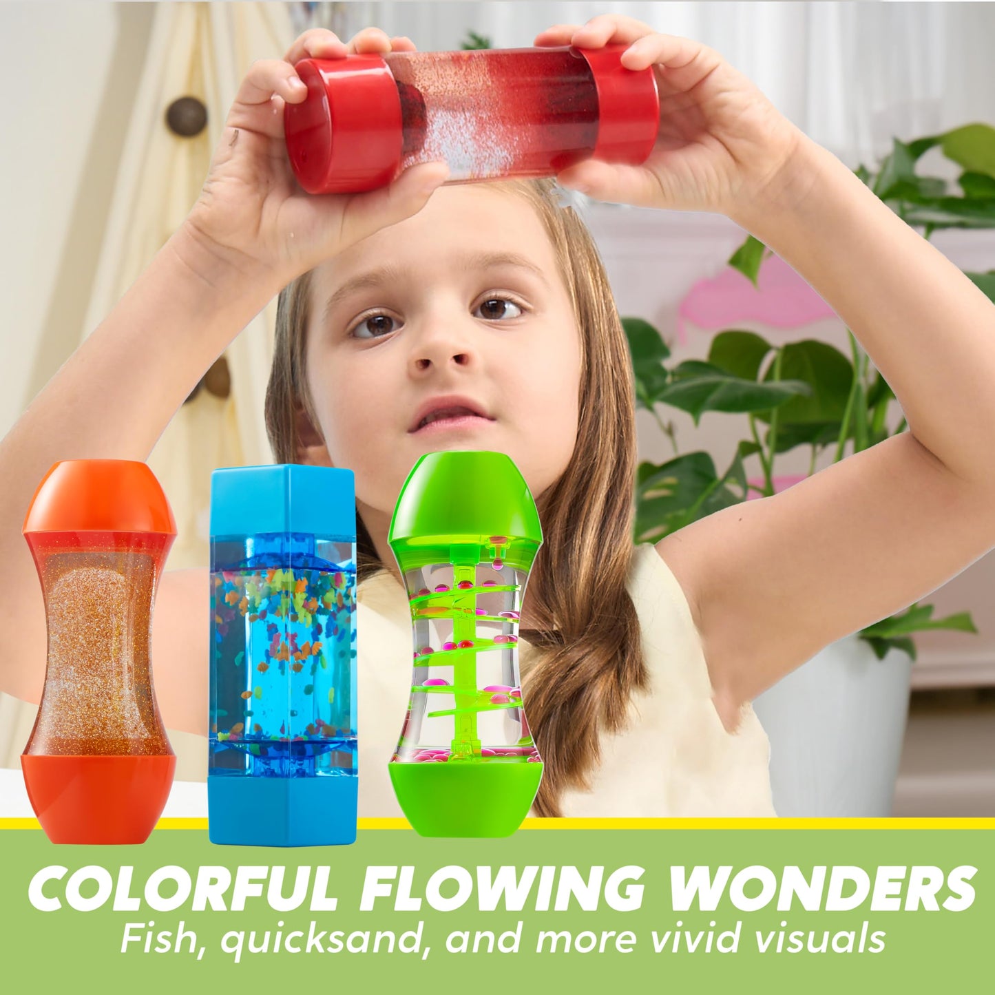 JOYIN 4-Piece Liquid Motion Bubbler Timer, Intellectual Decompression Sensory Toy, Squeeze Toy, Kids Emotional Learning Aid, Stress Relief Toy 3+, Gift for Children