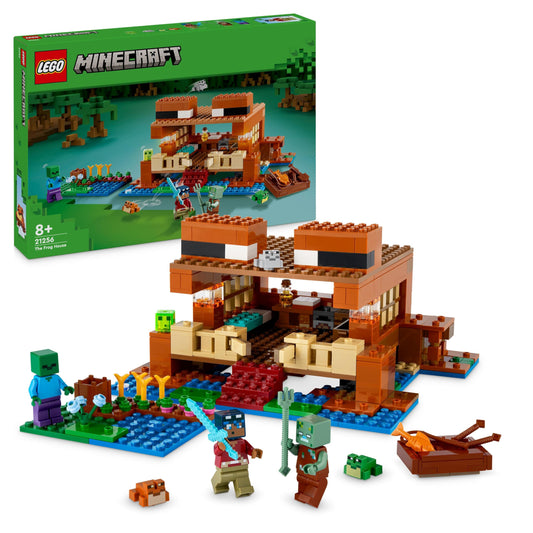 LEGO Minecraft The Frog House, toy house with figures incl. Zombie & Minecraft The Skeleton Dungeon, set with caves, skeleton figures, enemy creatures, and accessories, toy for kids 21189