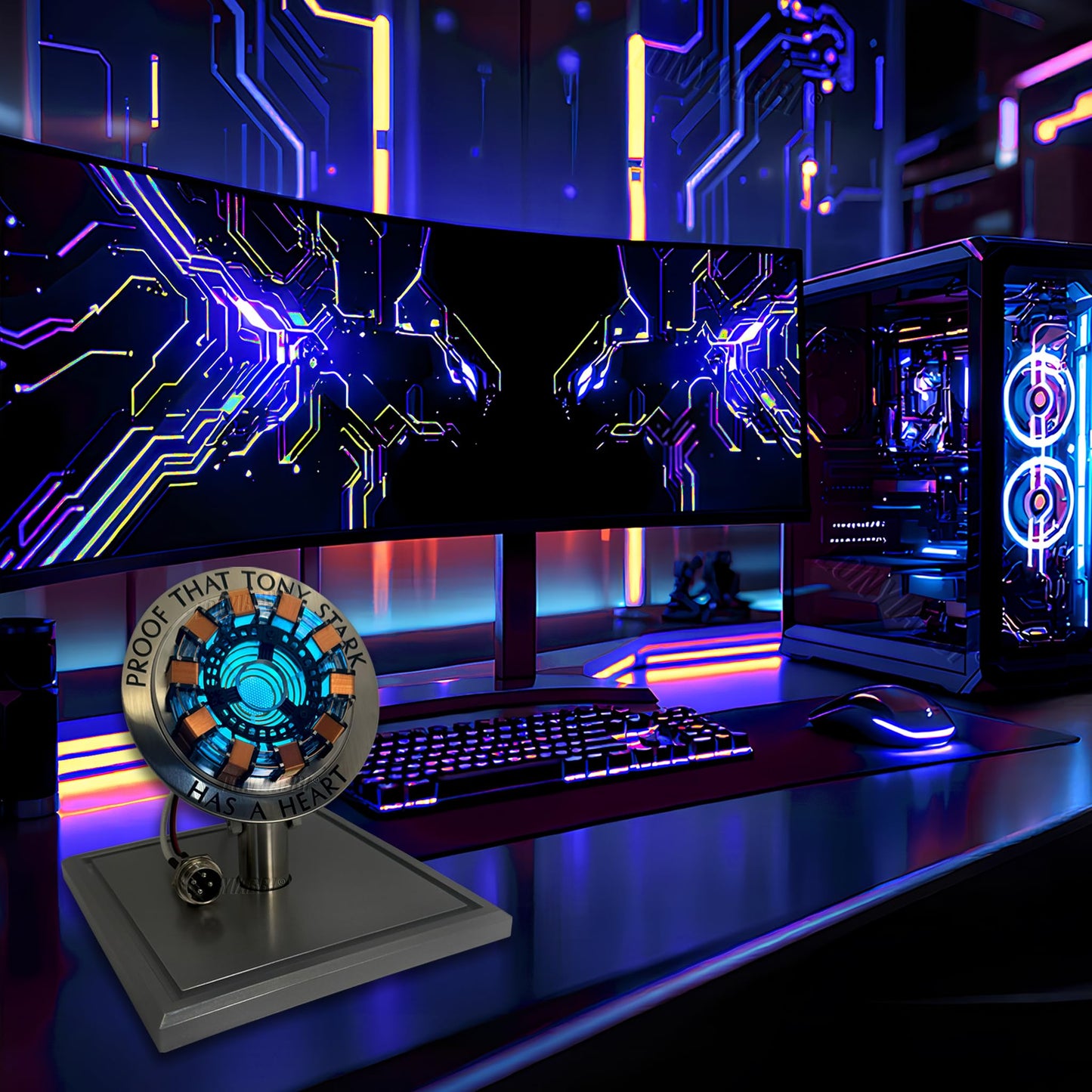 Lonyiabbi 1:1 Arc Reactor MK1 Model LED Light Vibration Sensing Control USB Interface Finished Product Display Box Toys Gift