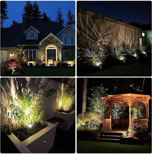 30M garden spotlight LED ground spike Waterproof 6-pack garden lighting with power IP65 Waterproof garden spots LED outdoor garden lamp 3000K Warm White COB garden light Ideal for outdoor garden lawn garden path