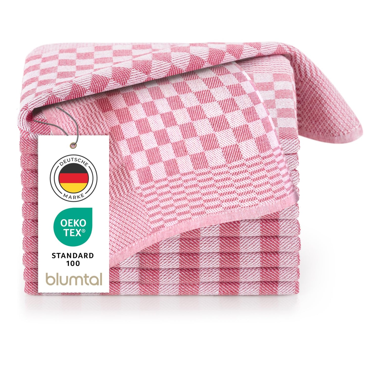 Blumtal Dish Towels Cotton 50x70 cm in a Set of 10 - Oeko-TEX certified Kitchen Towels - extremely absorbent Dish Towels - Kitchen towels washable at 95 °C - Dish Towels Red-White Checkered