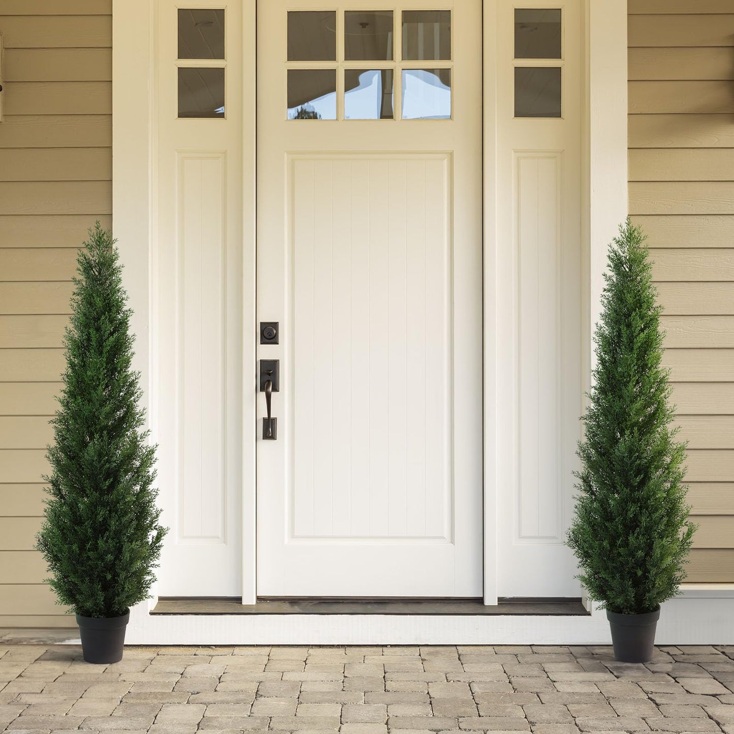 CROSOFMI Artificial Plants Large Cedar Tree 155 cm Fake Plants Realistic in Pot Plastic Fake Plant Outdoor Decoration (2 Pack)