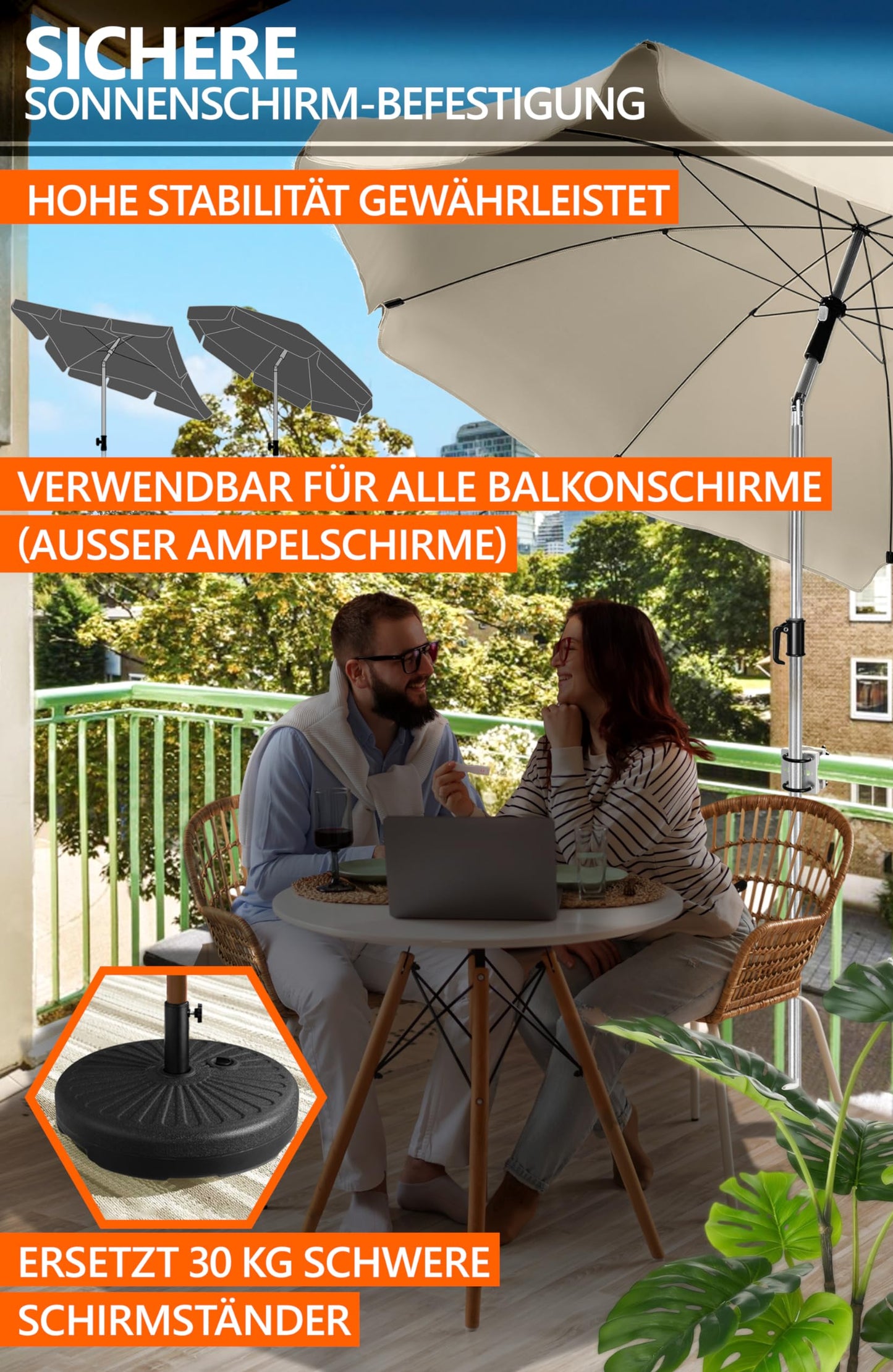 4smile metal sunshade holder, balcony umbrella mounting stainless steel flexible balcony bracket.