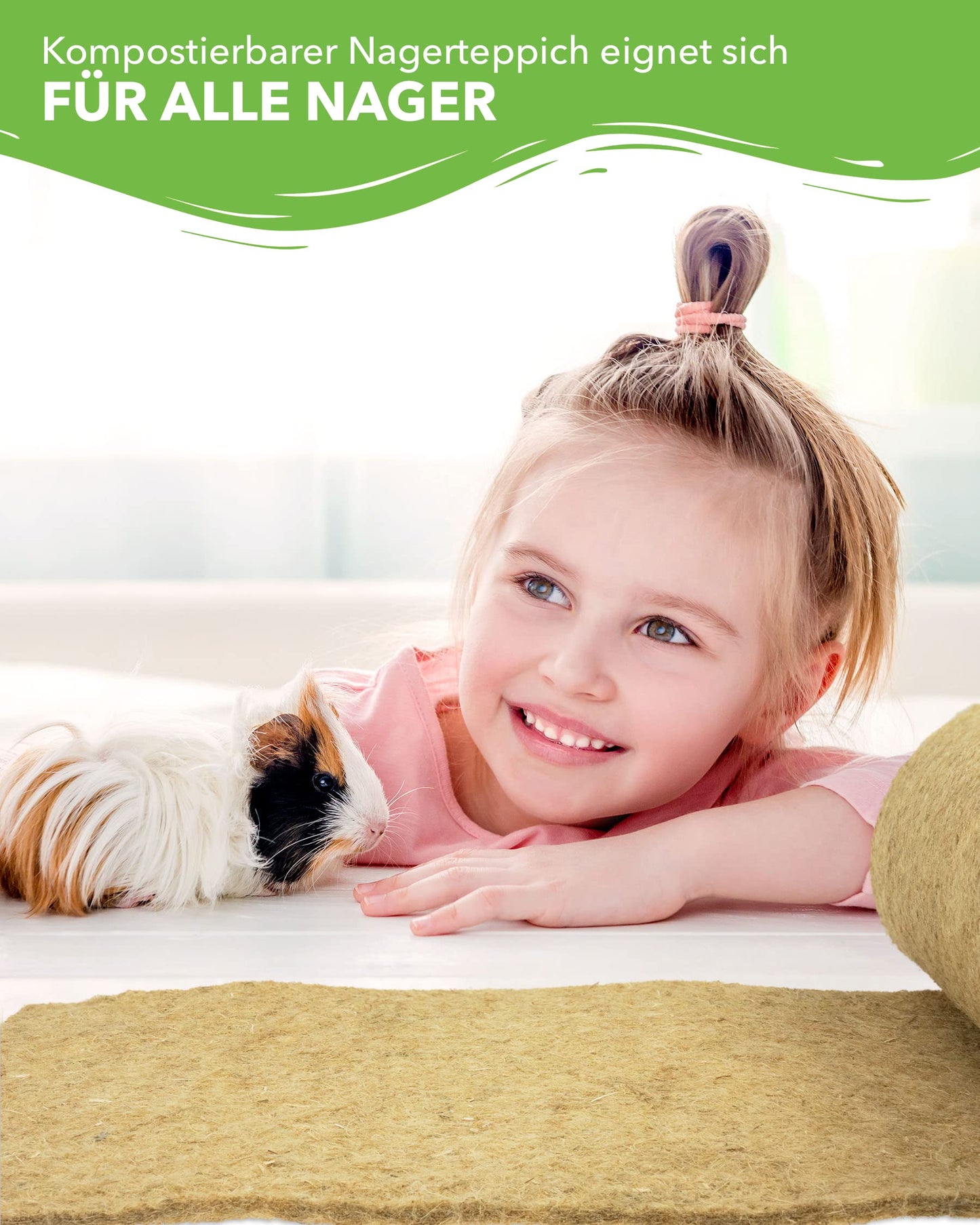 Hemp rug made of 100% hemp on a roll with 5m length, 60cm width, 5mm thick. Hemp rug for all small animals.