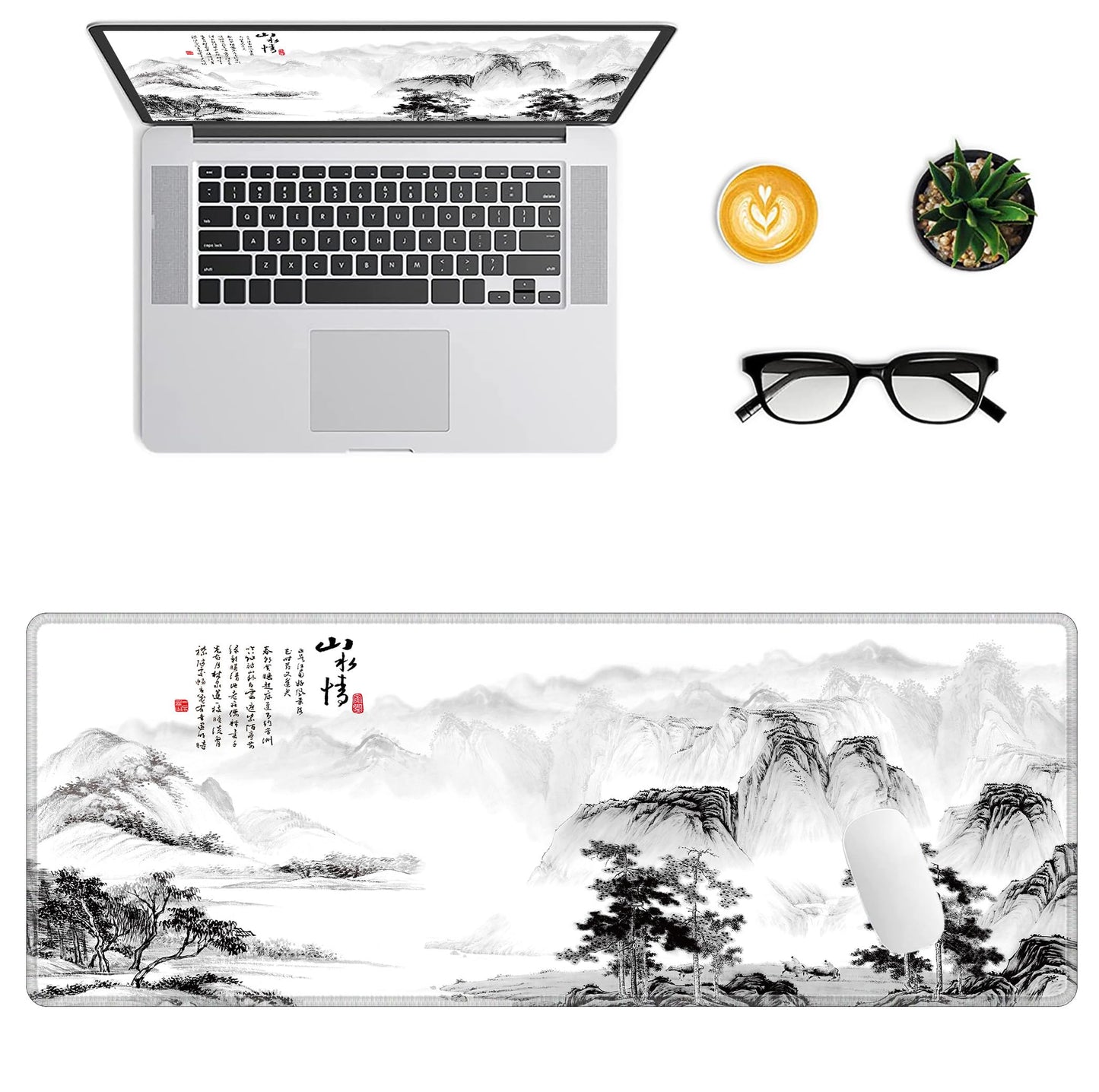LL-COEUR Large Gaming Laptop Mouse Pad with Design 80x30x0.3cm, Keyboard Mouse Mat XXL Desk Pad Writing Pad (Landscape 2, 800x300x3mm)