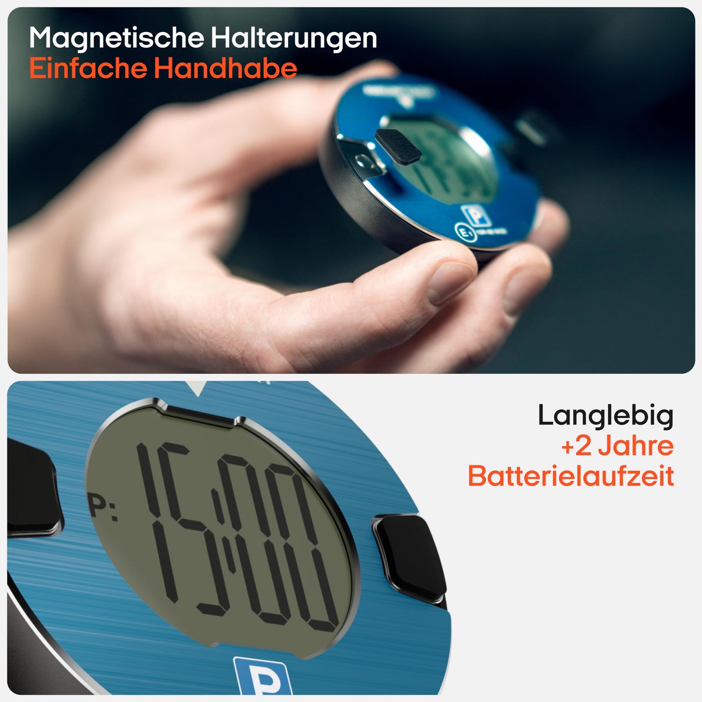 OOONO P-DISC NO1 - Electronic parking disc approved for vehicle use - Automatic digital parking disc with approval from the KBA according to the StVO - Electric parking clock approved for use in cars