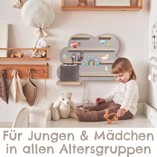 Milula Studios Tonie Shelf Cloud Large for 55 Tonies, for Toniebox & Tonie Audio Figures, Girls & Boys, Storage, Figures, Tonie Shelf