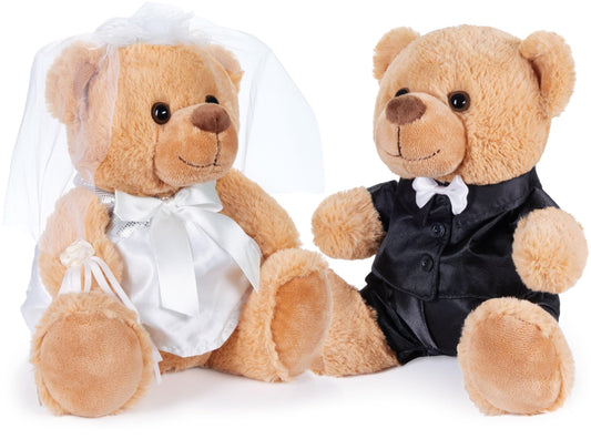 BRUBAKER Teddy Bear Wedding Couple - 25 cm Bride and Groom Teddy Set - Gift for Wedding and Engagement - Wedding Gift for the Couple - Plush Toys in Tuxedo and Wedding Dress