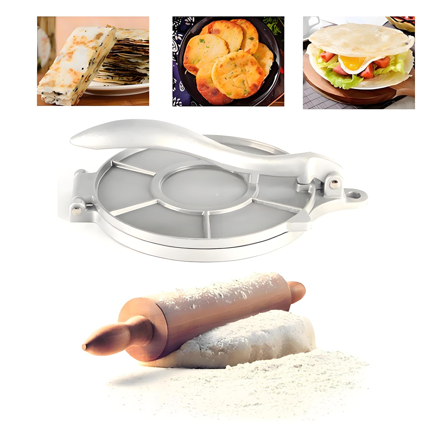 20cm Tortilla Press, Aluminium Cast Tortilla Maker, Mexican Tortilla Press, for homemade tortillas, dough press, pressure press for.