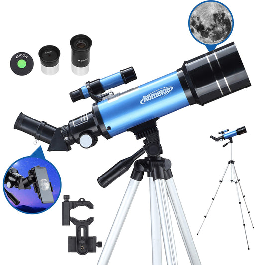 Aomekie Telescope Astronomy 70/400 Telescope for Kids Beginners Amateur Astronomers with Aluminum Tripod Smartphone Adapter and Moon Filter (40070)