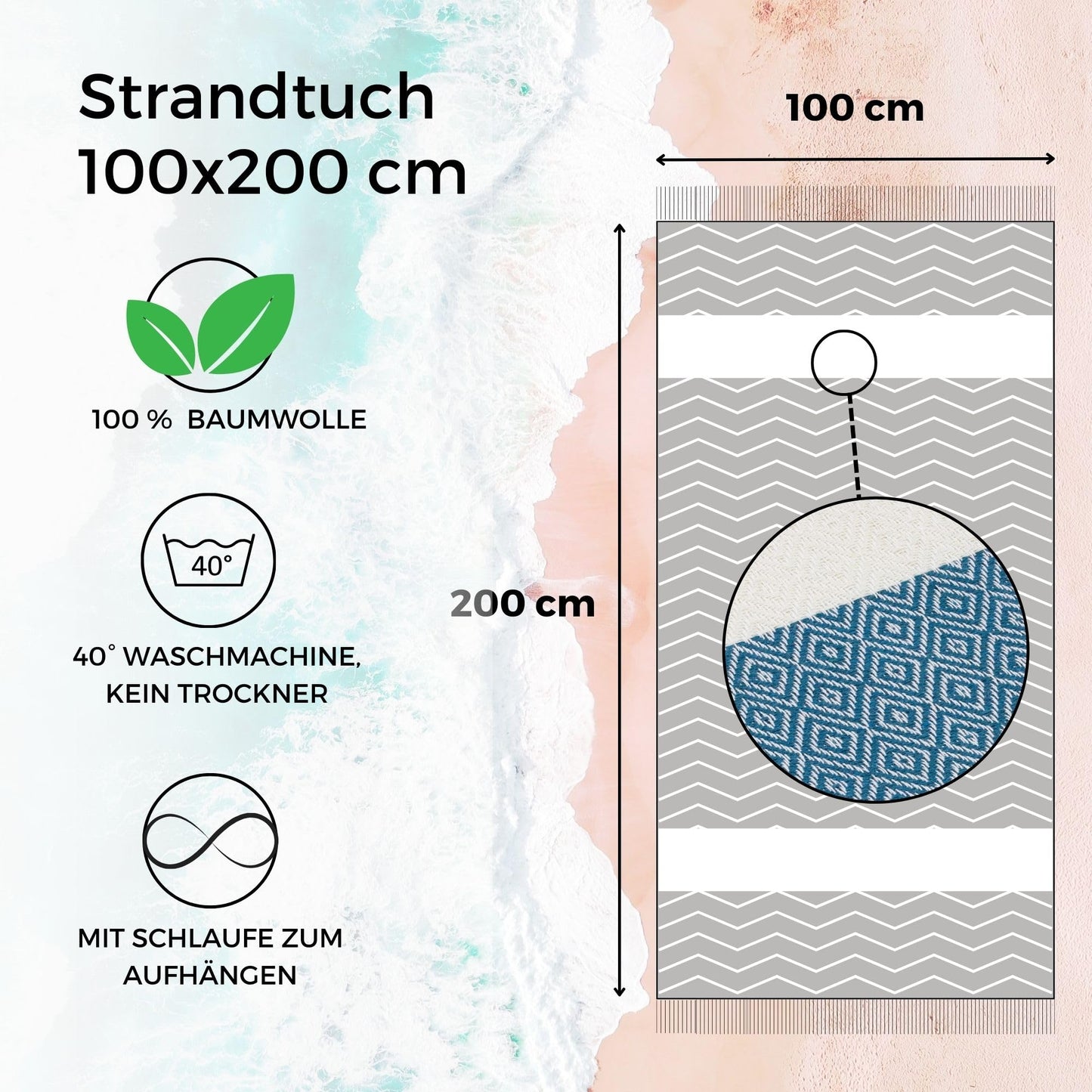 Furora Holiday beach towel large 100x200 cm: Cotton (2er set), light thin compact | Fouta beach towel XXL, hammam towel sauna towel | Women & men bath towel beach blanket - Vacation must-haves