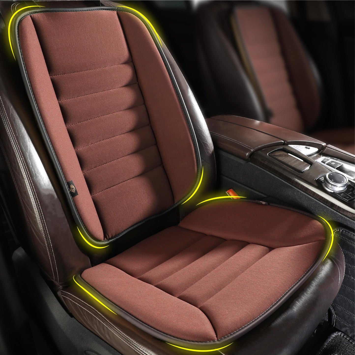 Kingphenix car seat cushion with back support cushion: enhanced comfort memory foam design for pain relief, great for drivers and office use, ergonomic lumbar comfort for extended sitting, Brown
