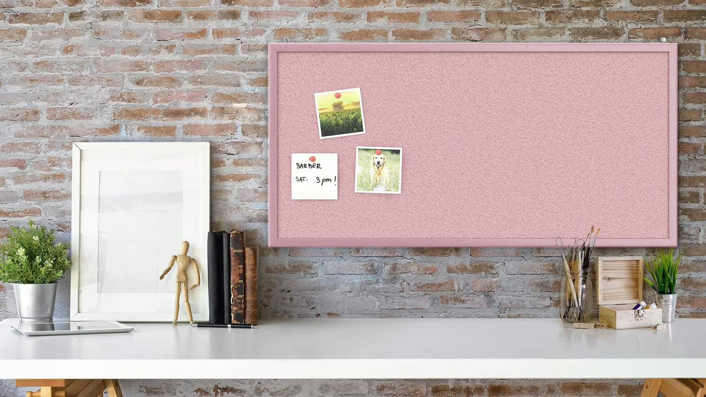 ALLboards pinboard with pink wooden frame 80x40cm cork board cork wall pinboard cork