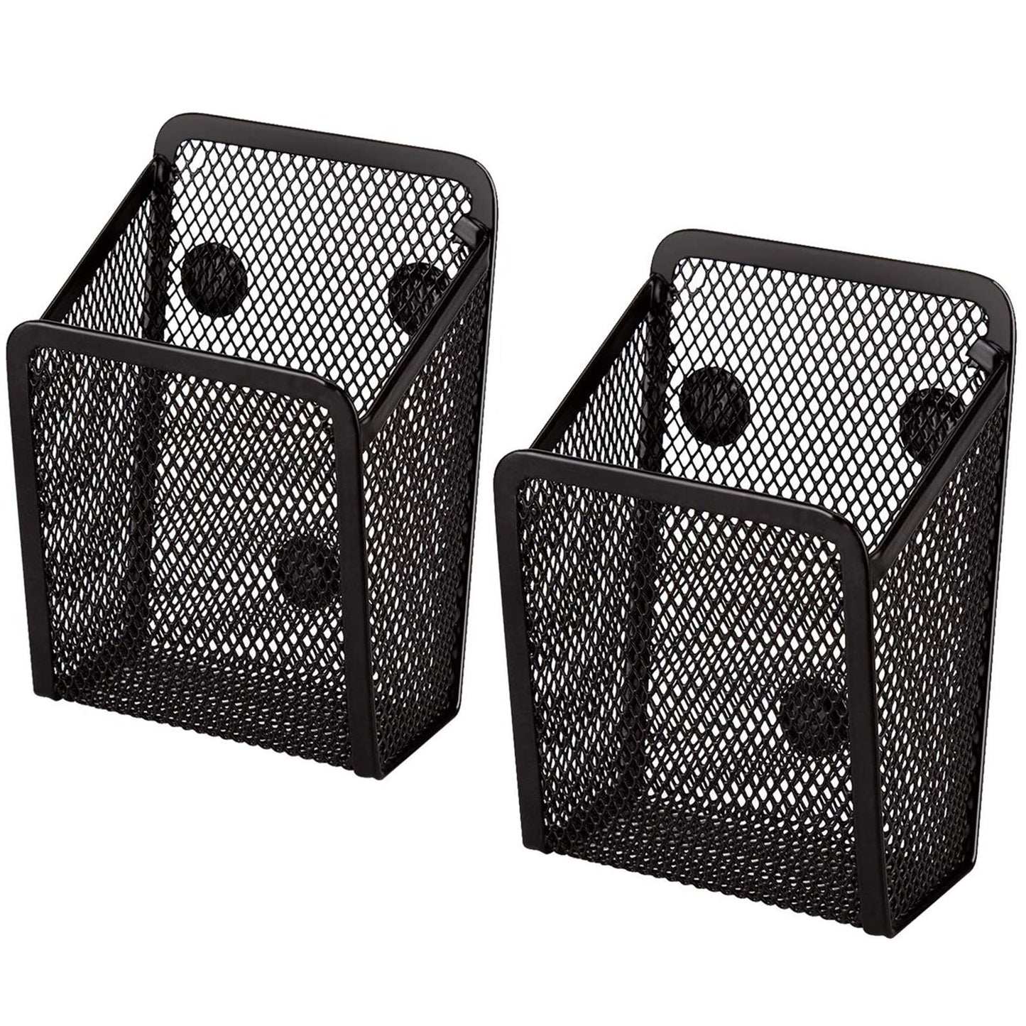 Magnetic storage basket Magnetic desk organizer Metal mesh storage basket Magnets storage box Office supplies mesh pen holder For locker accessories Whiteboard refrigerator 2 pieces