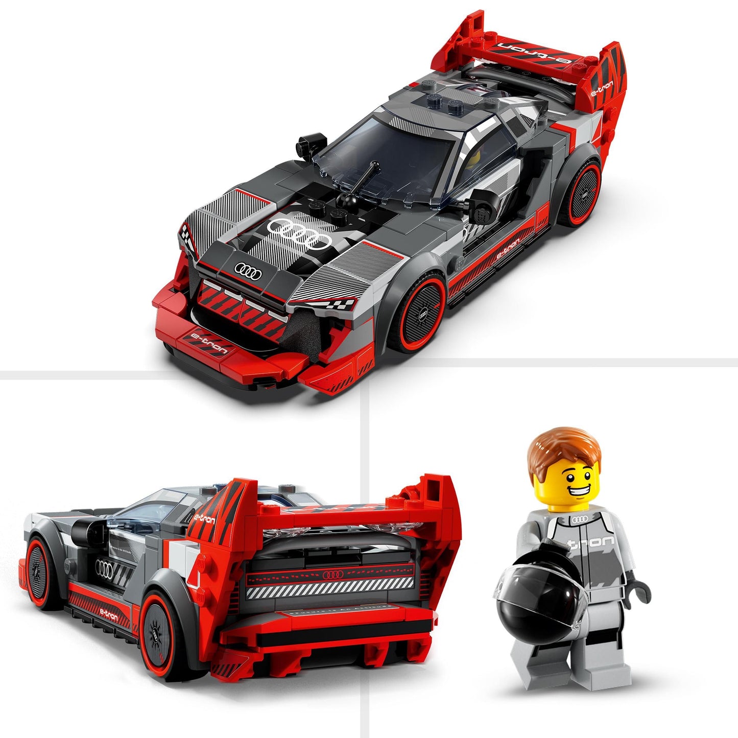 LEGO Speed Champions Audi S1 e-tron Quattro race car set with buildable, play and display toy car, model vehicle for kids, gift for 9 year old boys and girls 76921